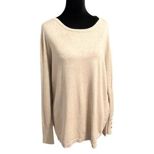 JM Collection Crewneck Sweater XL Champagne Gold Lurex